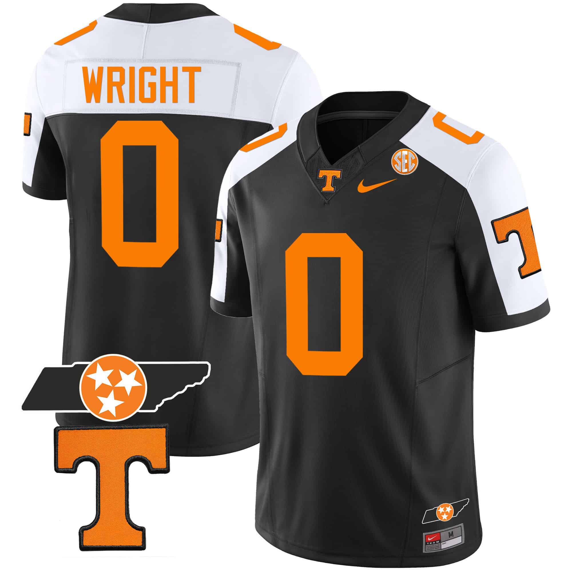 Men Tennessee Volunteers #0 Wright Black 2024 Nike Checkerboard & Alternate NCAA Jersey